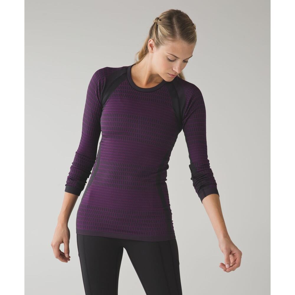 Lululemon About That Base Long Sleeve Black / Tender Violet Size 6